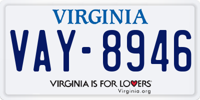 VA license plate VAY8946