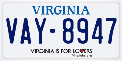 VA license plate VAY8947