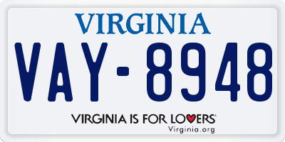 VA license plate VAY8948