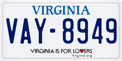 VA license plate VAY8949