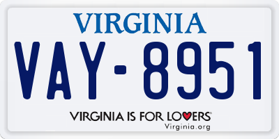 VA license plate VAY8951