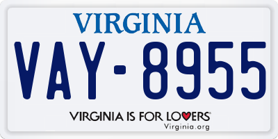 VA license plate VAY8955