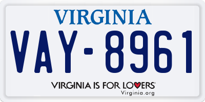 VA license plate VAY8961