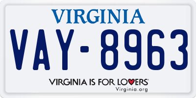 VA license plate VAY8963