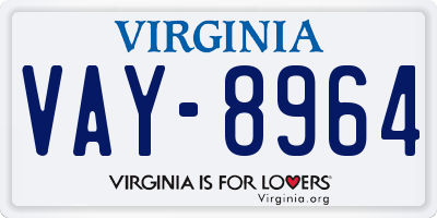 VA license plate VAY8964