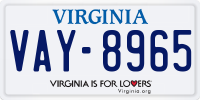 VA license plate VAY8965