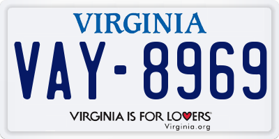 VA license plate VAY8969