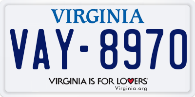 VA license plate VAY8970