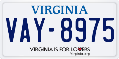 VA license plate VAY8975