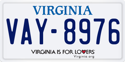 VA license plate VAY8976