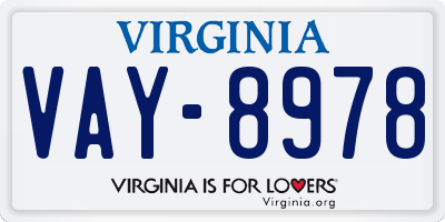 VA license plate VAY8978