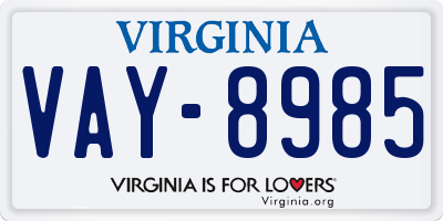 VA license plate VAY8985