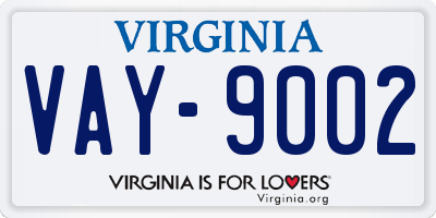 VA license plate VAY9002