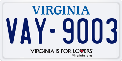 VA license plate VAY9003