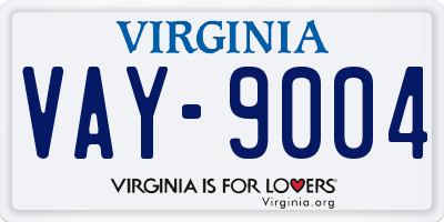 VA license plate VAY9004