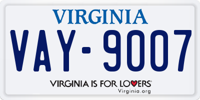 VA license plate VAY9007