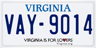 VA license plate VAY9014