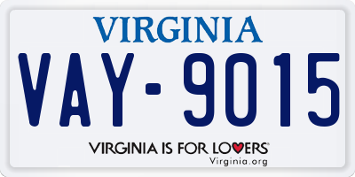 VA license plate VAY9015