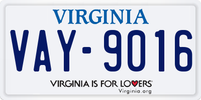 VA license plate VAY9016