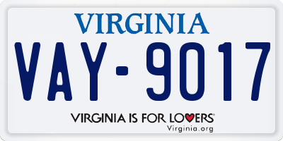 VA license plate VAY9017