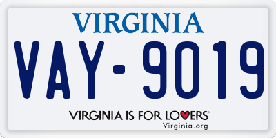 VA license plate VAY9019