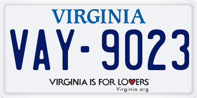 VA license plate VAY9023