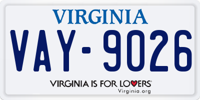 VA license plate VAY9026
