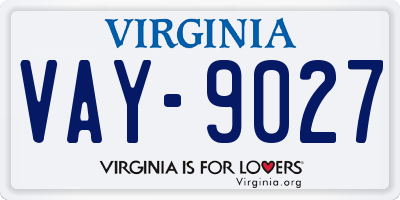 VA license plate VAY9027