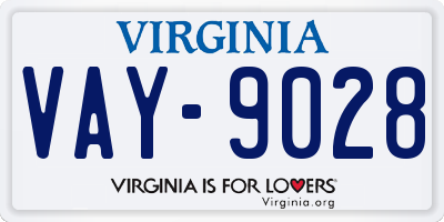 VA license plate VAY9028