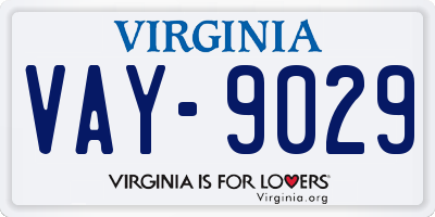 VA license plate VAY9029