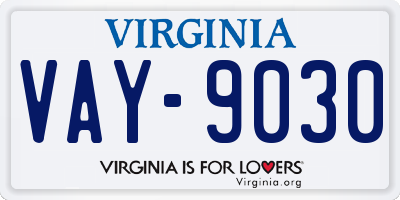 VA license plate VAY9030
