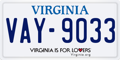 VA license plate VAY9033