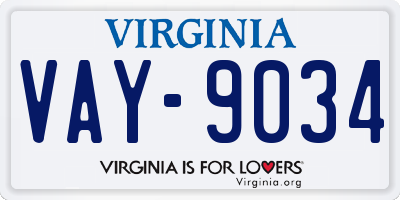 VA license plate VAY9034
