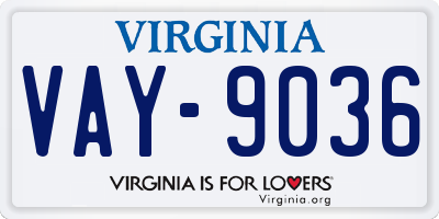 VA license plate VAY9036