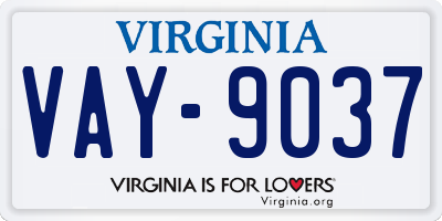 VA license plate VAY9037