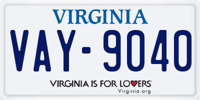 VA license plate VAY9040