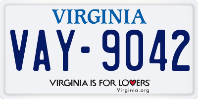 VA license plate VAY9042