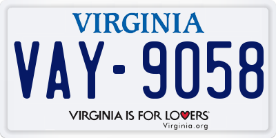 VA license plate VAY9058