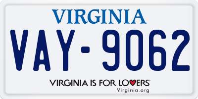 VA license plate VAY9062