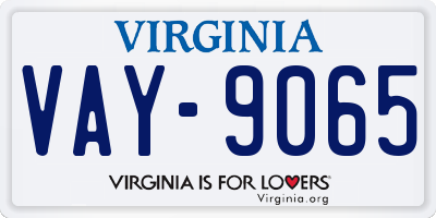VA license plate VAY9065