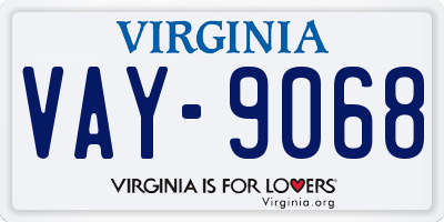 VA license plate VAY9068