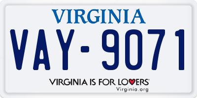 VA license plate VAY9071