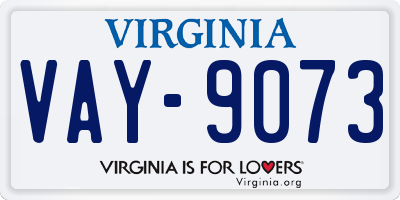 VA license plate VAY9073