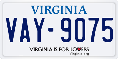 VA license plate VAY9075
