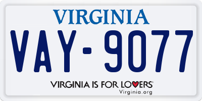 VA license plate VAY9077