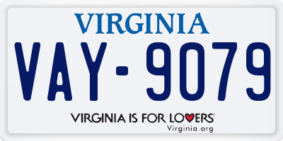 VA license plate VAY9079