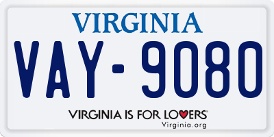 VA license plate VAY9080