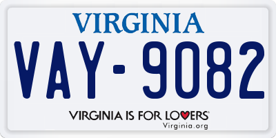 VA license plate VAY9082