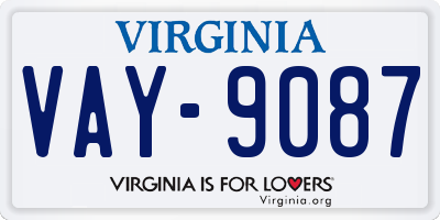 VA license plate VAY9087