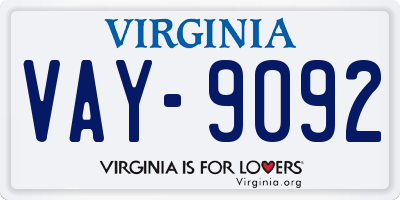 VA license plate VAY9092